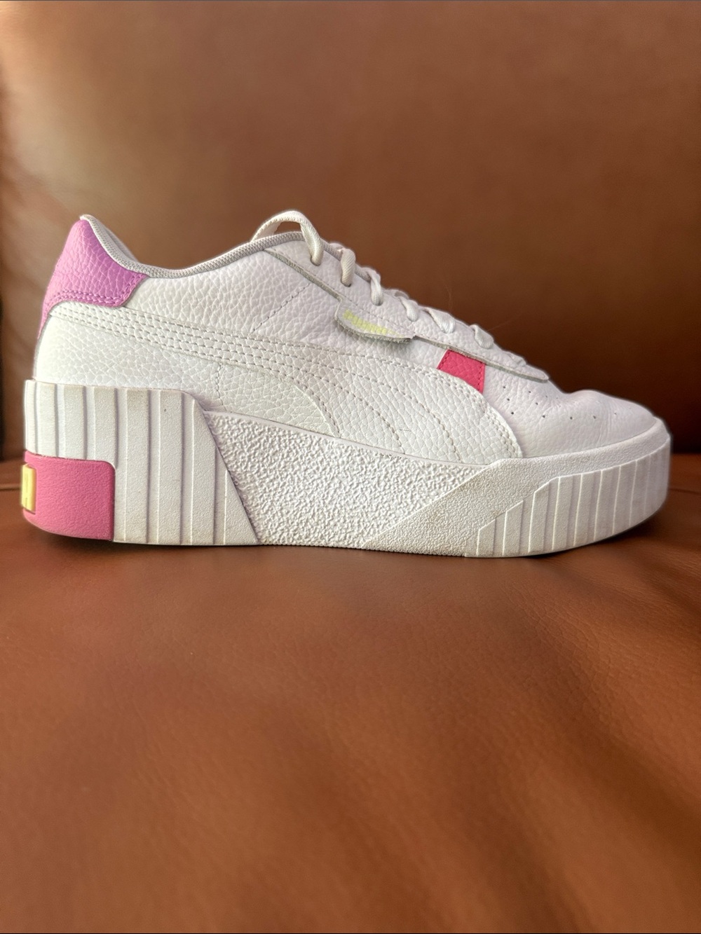 Puma White Platform Sneakers with Pink Accents - Picture 3 of 7